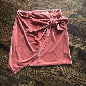 Pink velvet faux wrap skirt, size small
